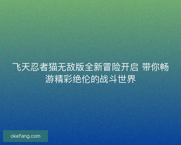 飞天忍者猫无敌版全新冒险开启 带你畅游精彩绝伦的战斗世界